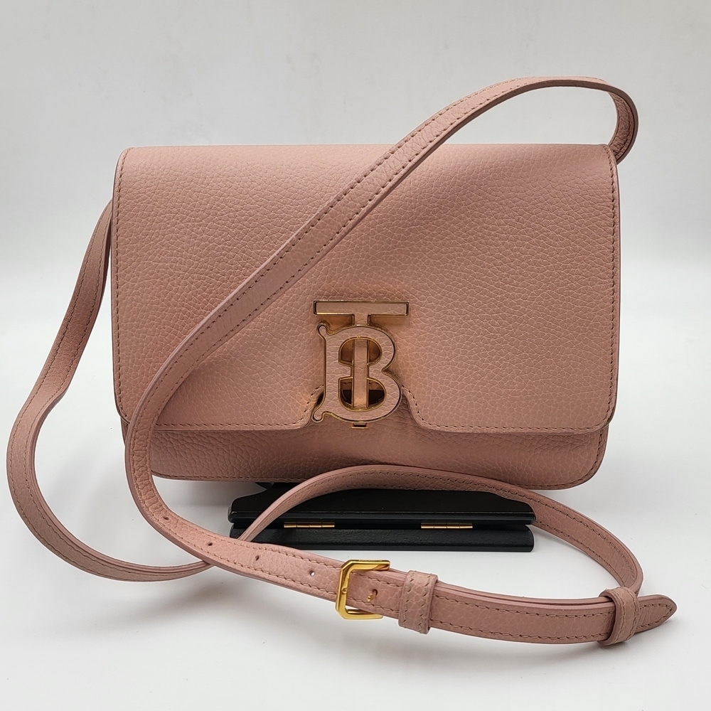 Burberry TB Logo-Plaque Calf Leather Shoulder Bag.. Authentic